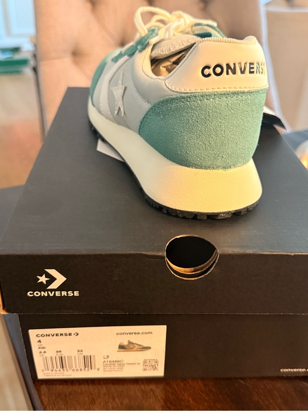 Converse Kids Mint Green and Cream Retro Runner Sneakers
